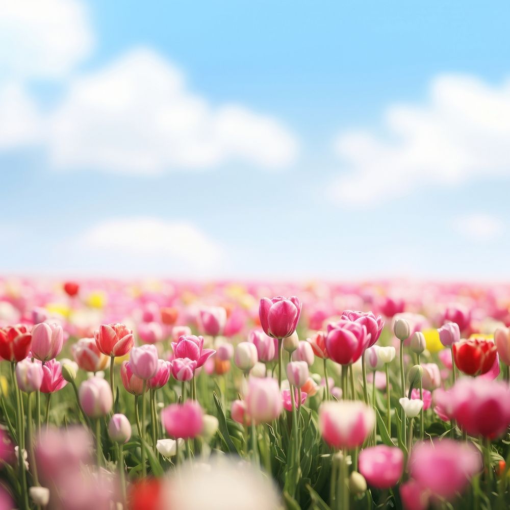 Tulip field backgrounds outdoors. 