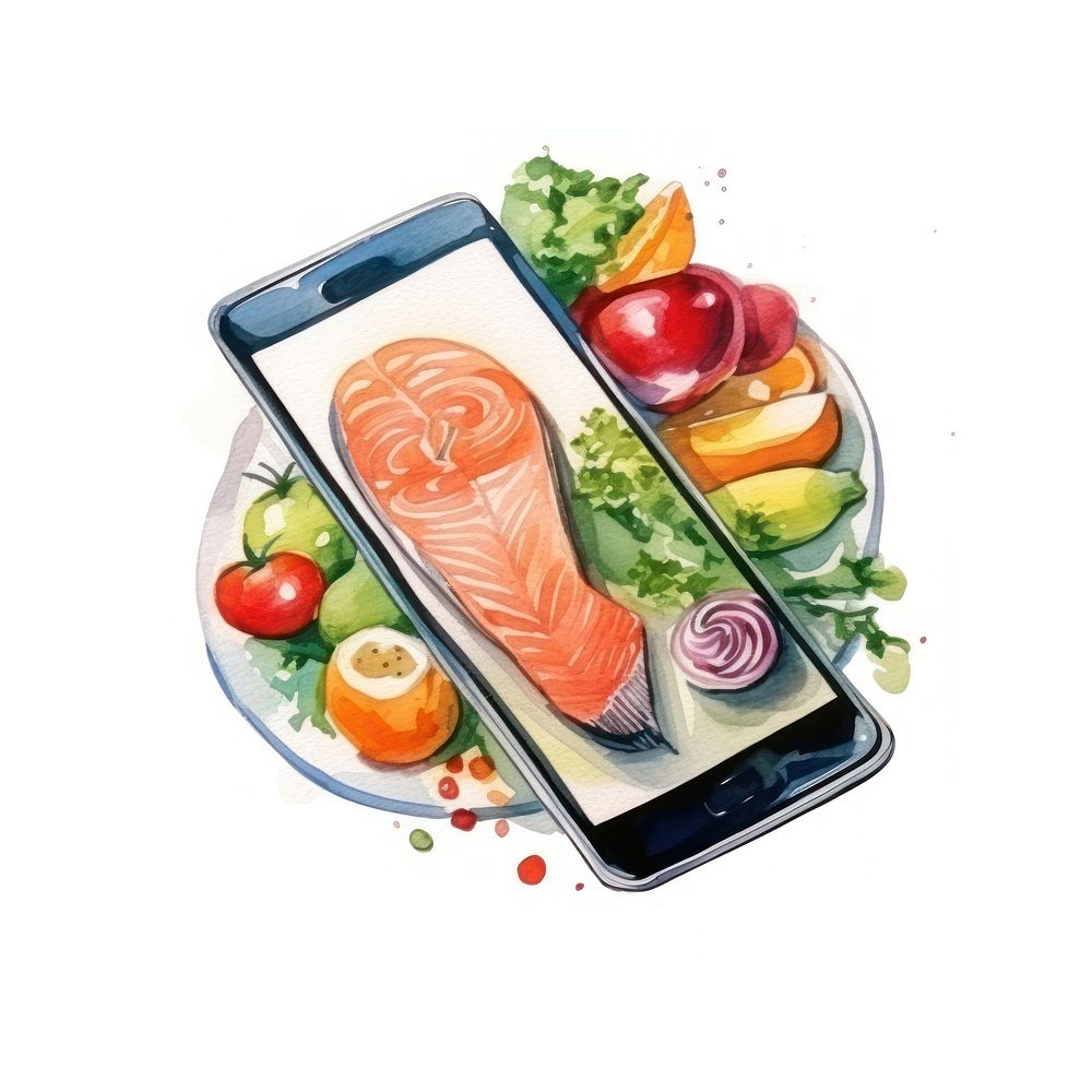 Food seafood plate phone. AI generated Image by rawpixel.