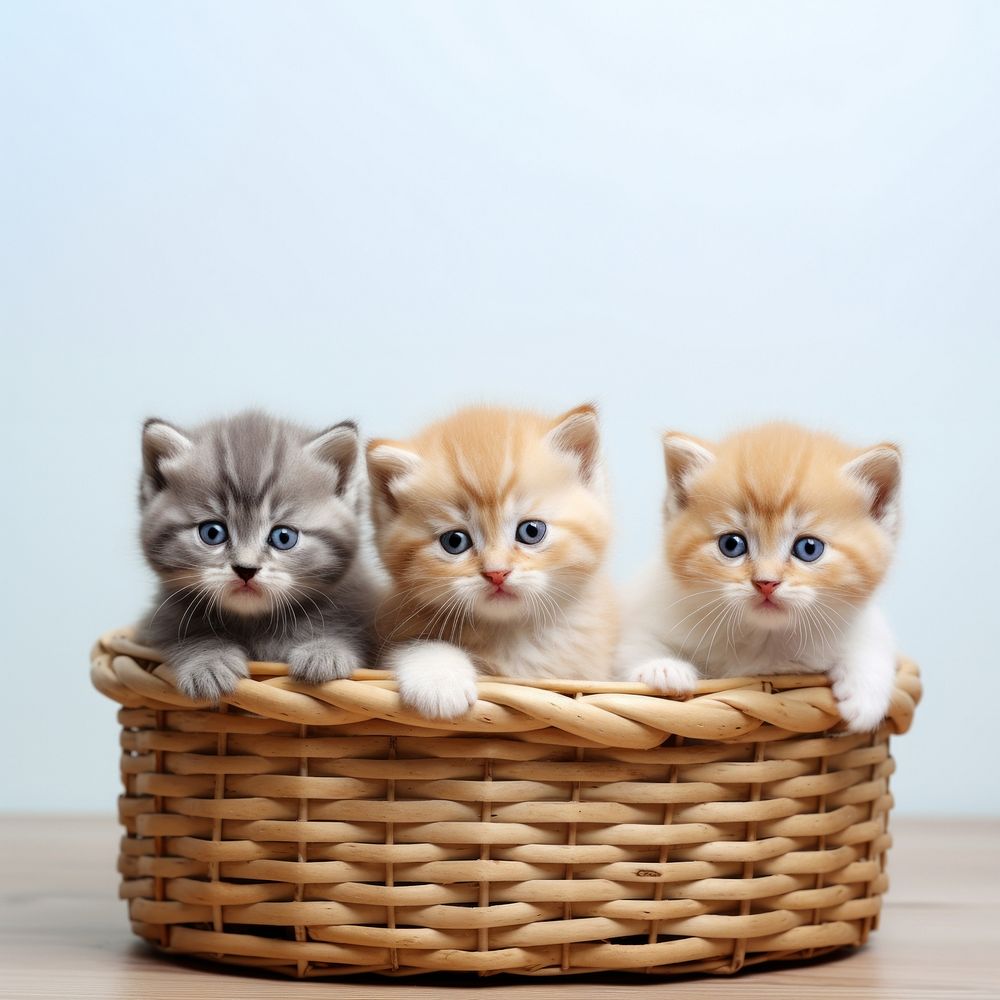 Kitten basket mammal animal. AI generated Image by rawpixel.