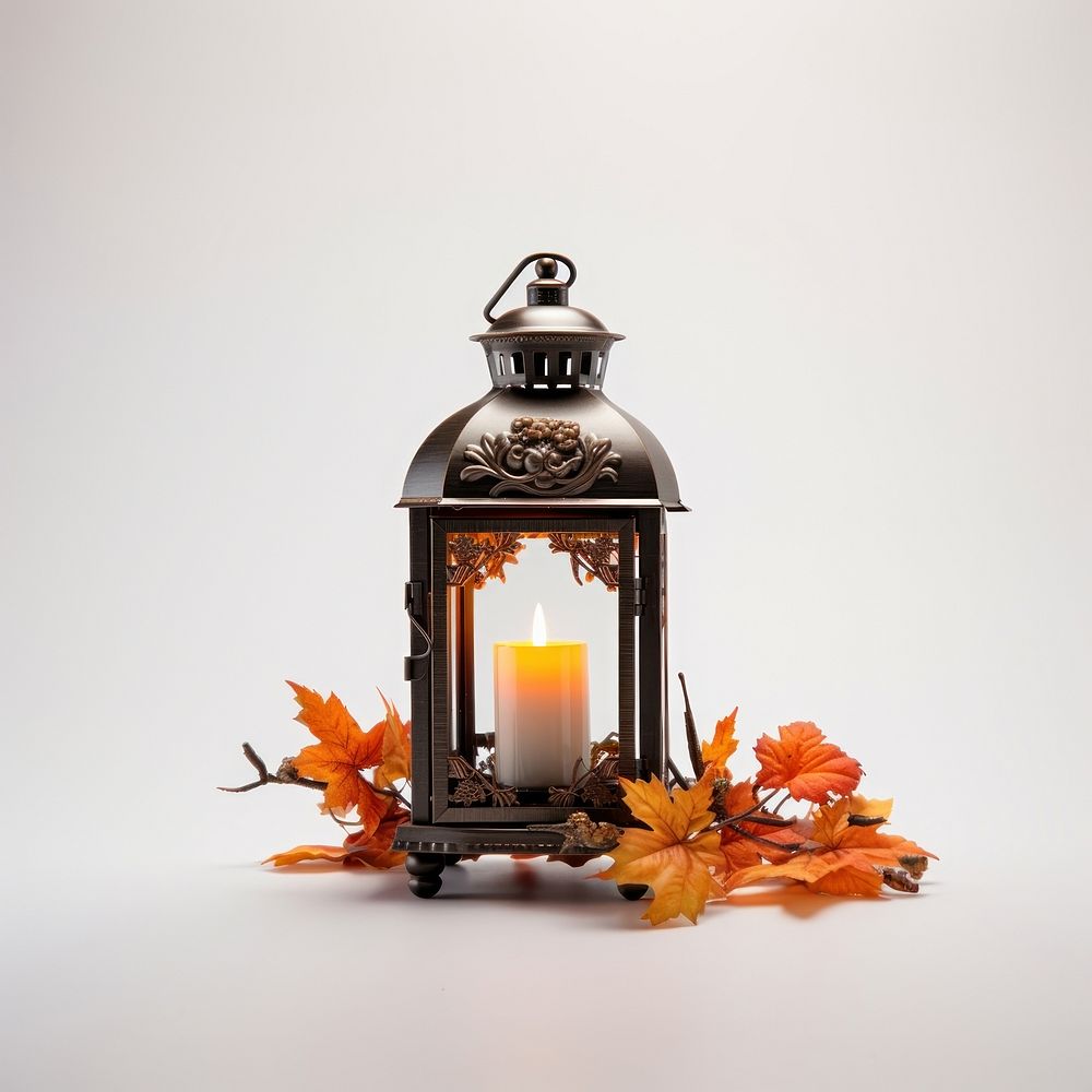 Lantern candle autumn plant. AI generated Image by rawpixel.