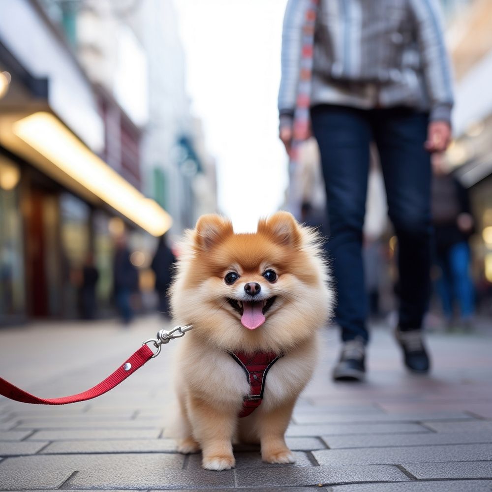 Pomeranian mammal animal leash. 