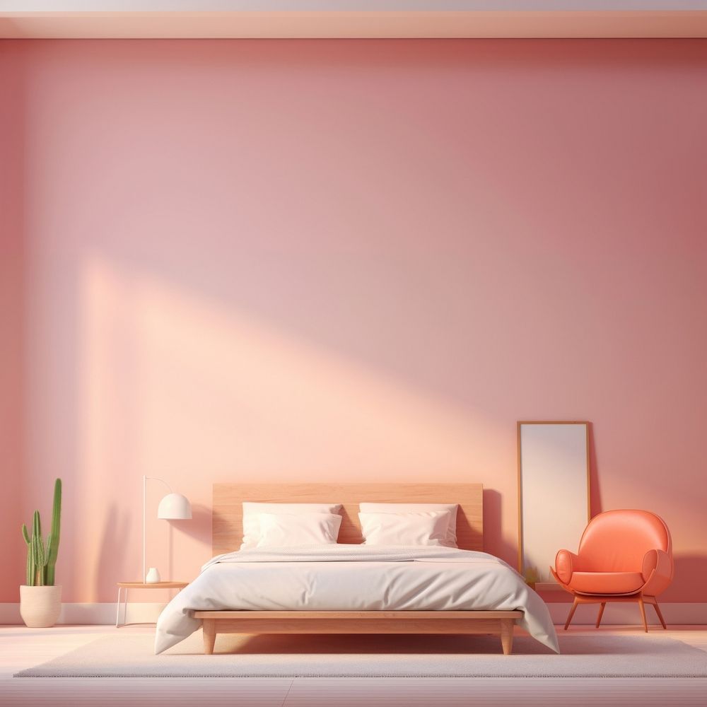 Bedroom architecture furniture cushion. AI generated Image by rawpixel.
