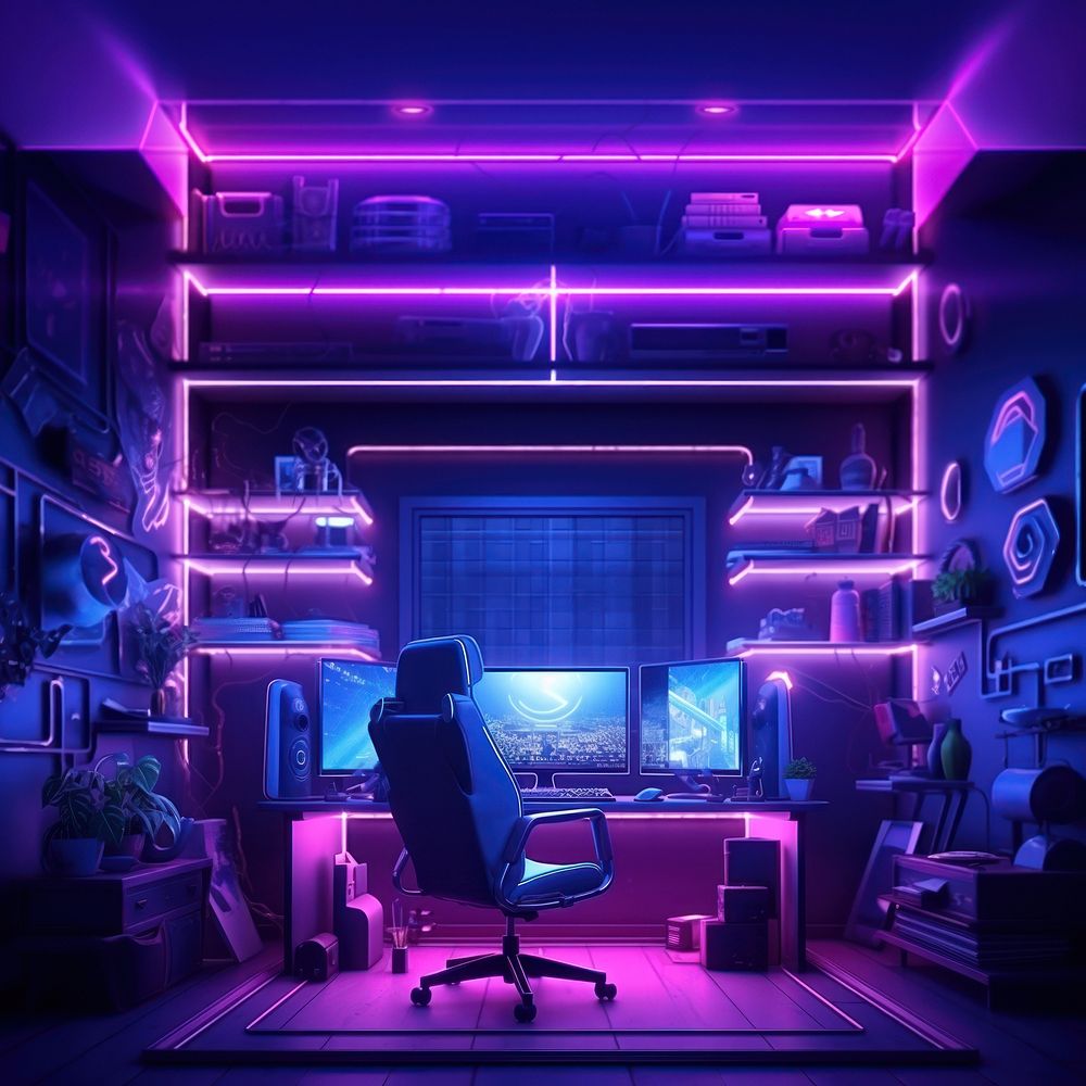 Light furniture cartoon purple. AI generated Image by rawpixel.