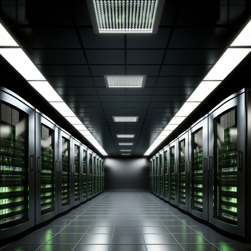 Server architecture computer corridor. AI generated Image by rawpixel.