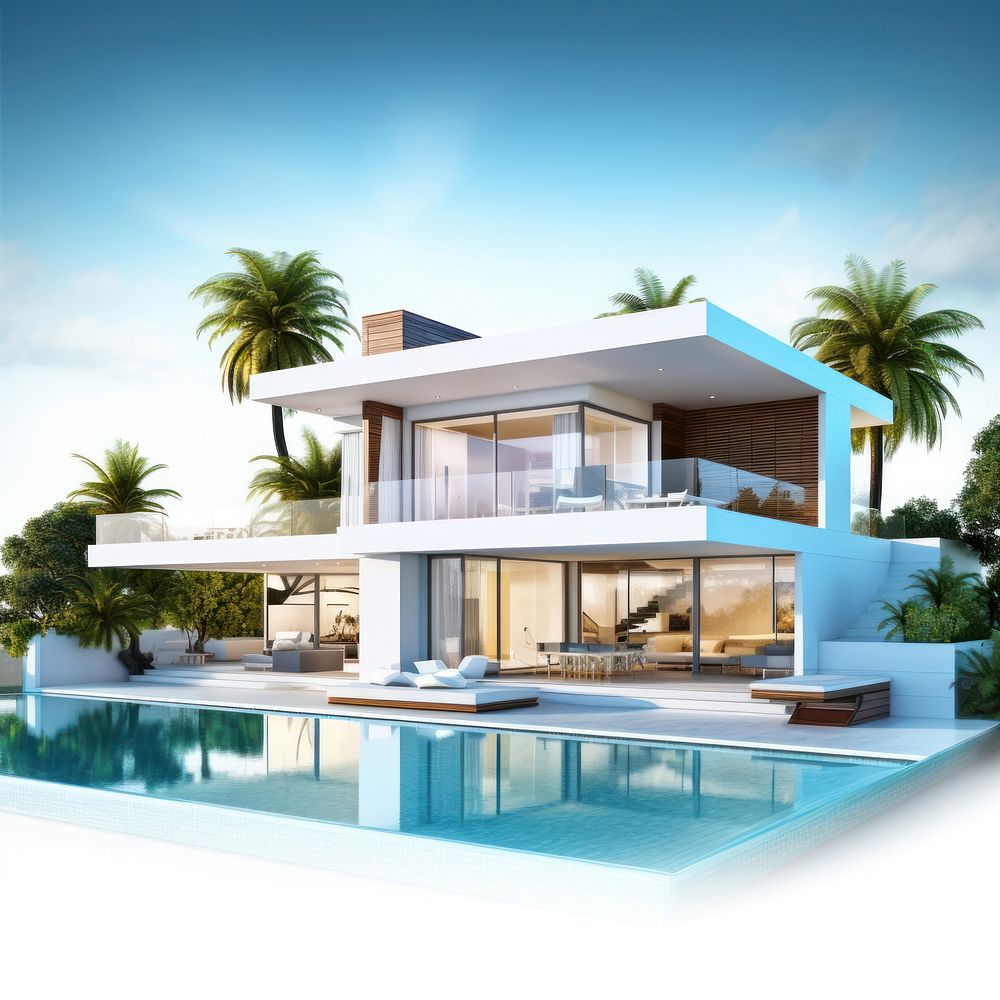 Architecture building luxury villa. AI generated Image by rawpixel.