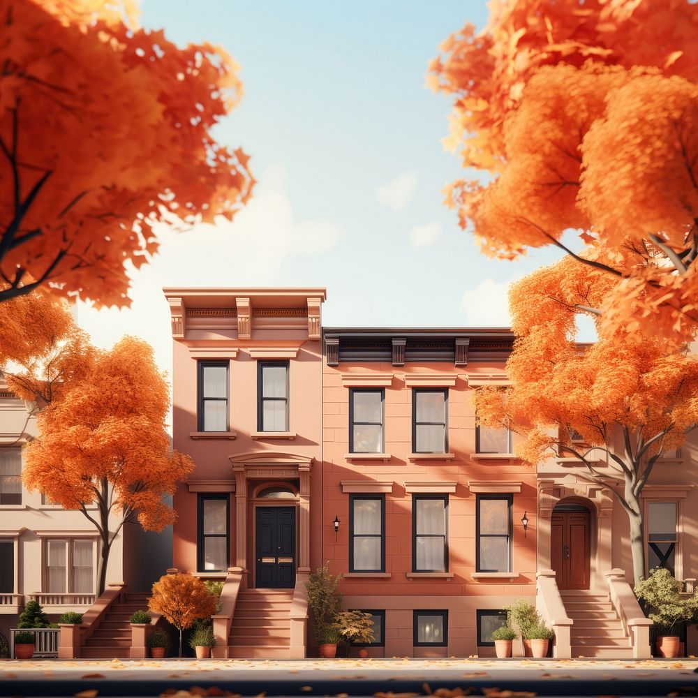 Autumn architecture building street. AI generated Image by rawpixel.