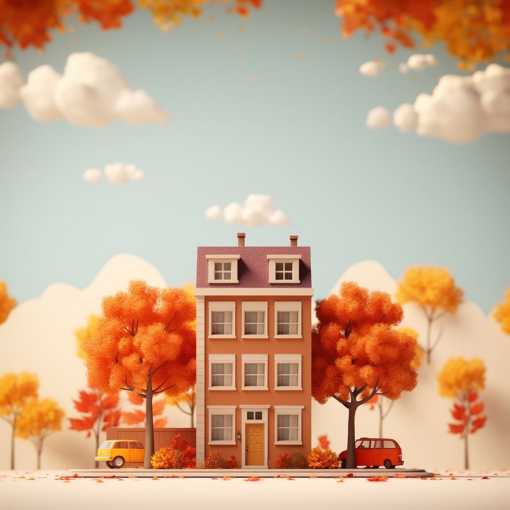 Vehicle autumn transportation architecture. AI generated Image by rawpixel.