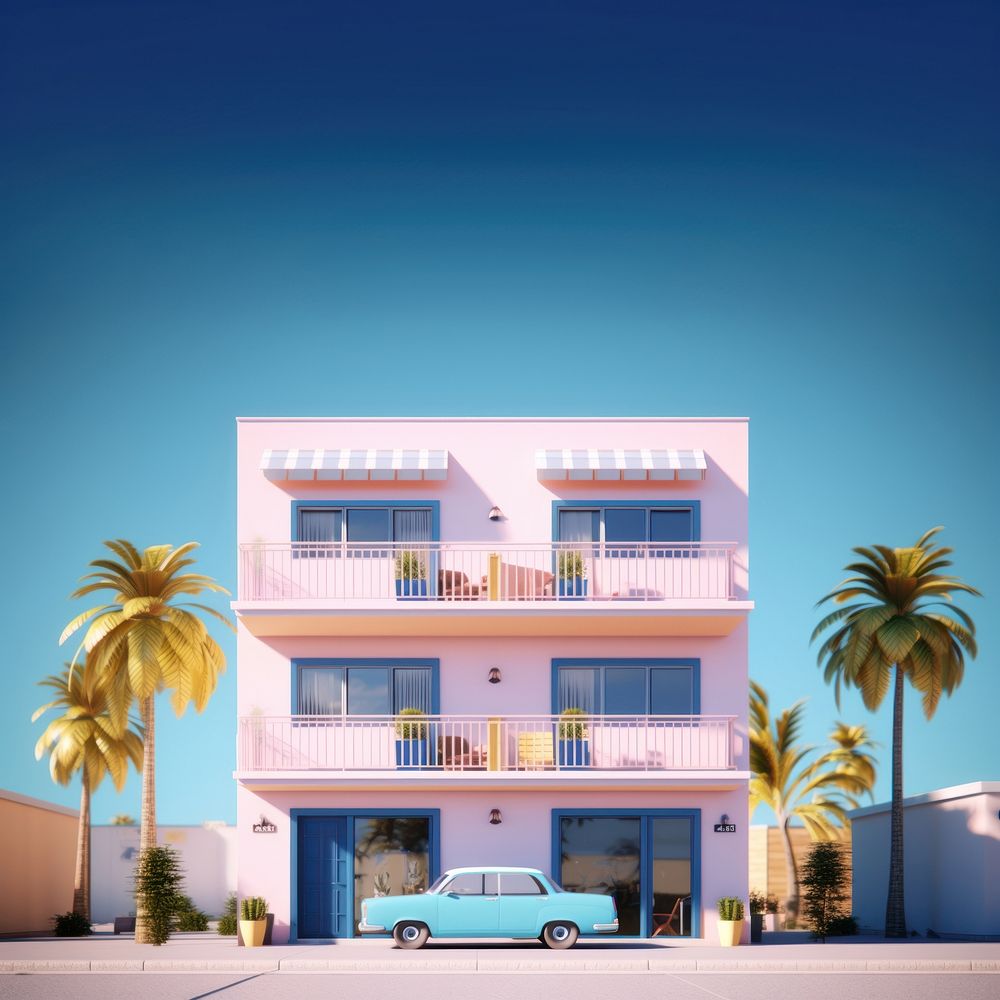 Architecture condominium building vehicle. AI generated Image by rawpixel.