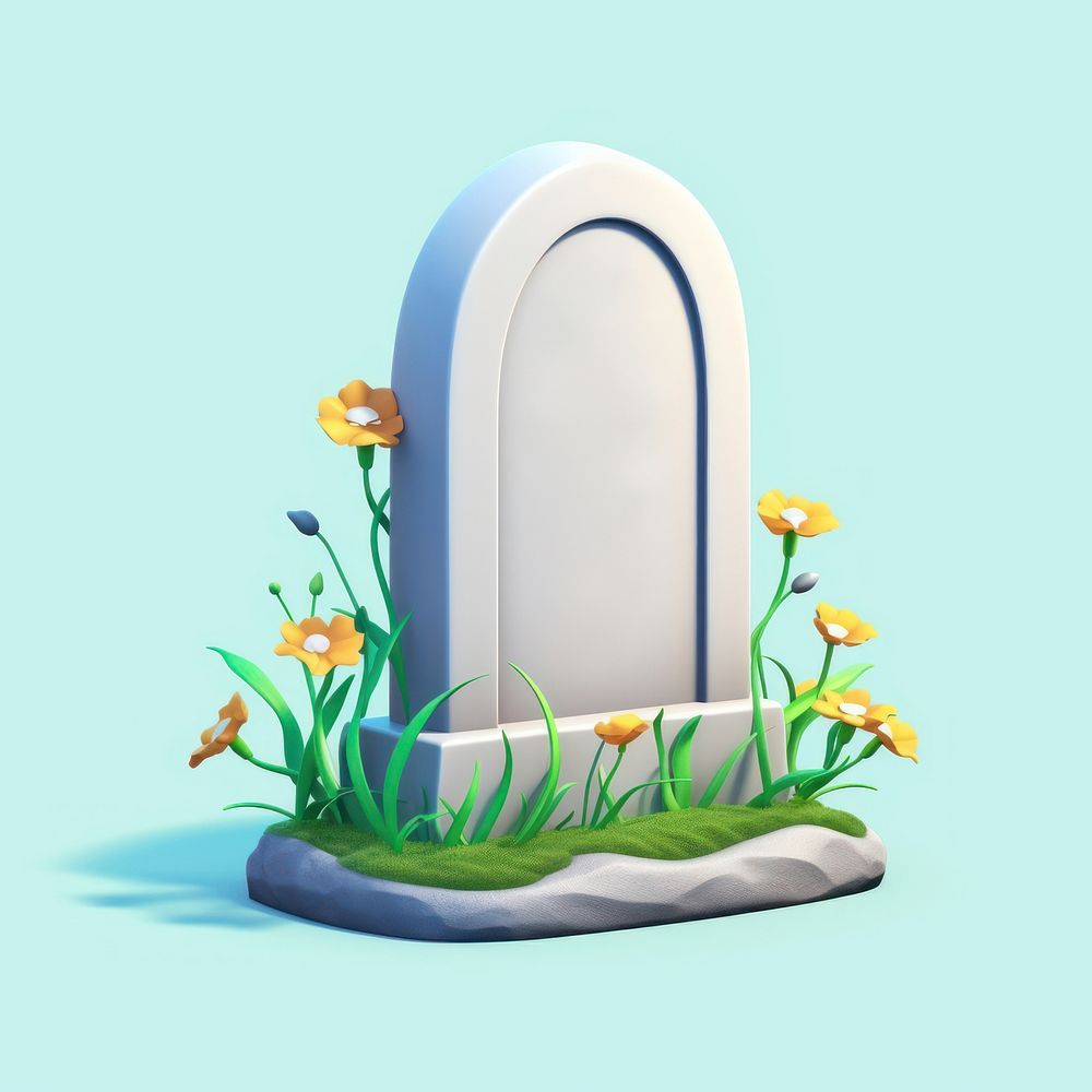 Gravestone tombstone cartoon flower. AI generated Image by rawpixel.
