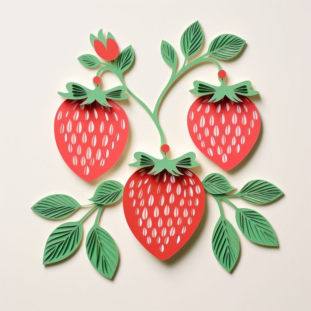Strawberry fruit pattern plant. AI generated Image by rawpixel.