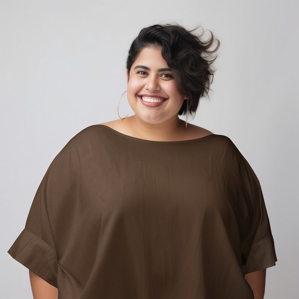 Brown plus-sized oversize blouse, design resource