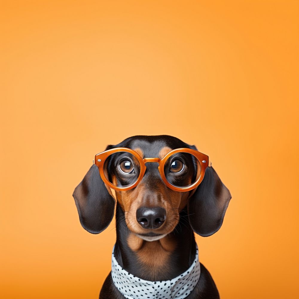 Glasses dachshund portrait animal. AI generated Image by rawpixel.