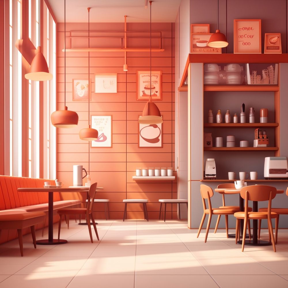 Architecture restaurant furniture cafeteria. AI generated Image by rawpixel.