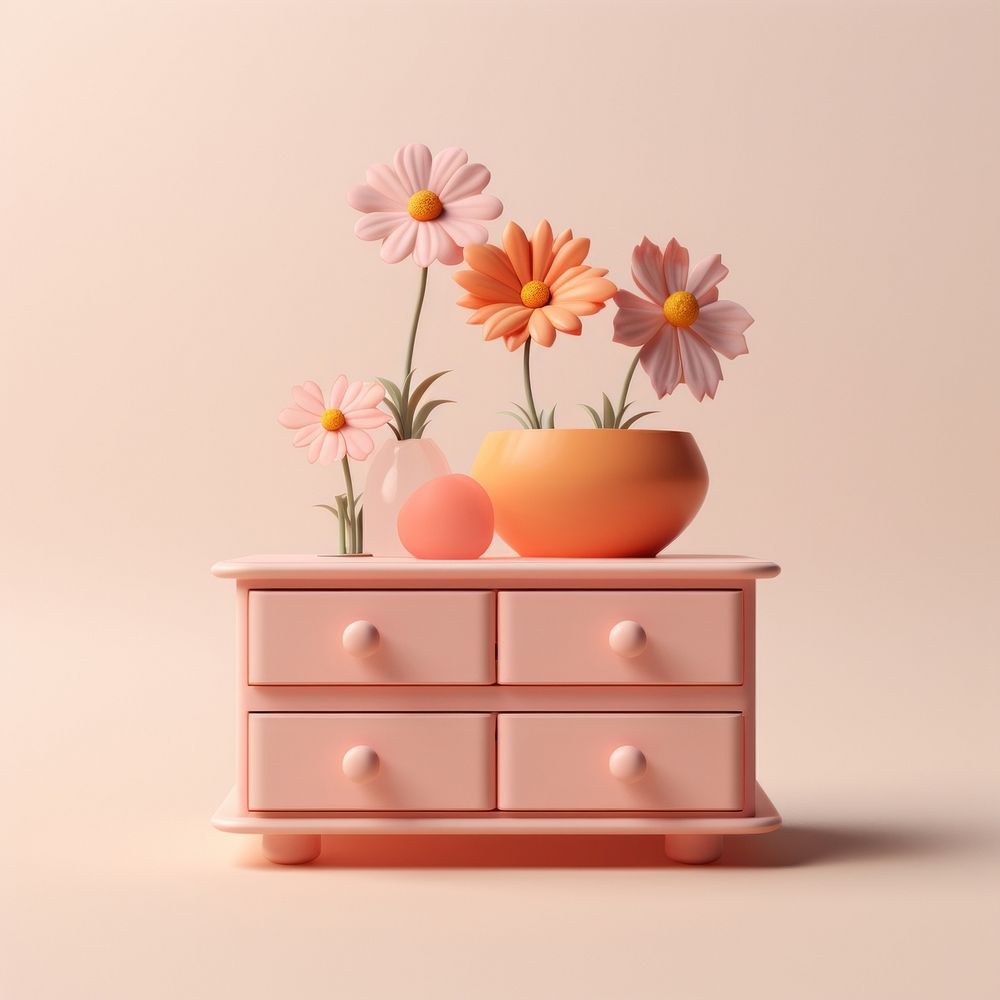 Flower furniture dresser drawer. AI generated Image by rawpixel.