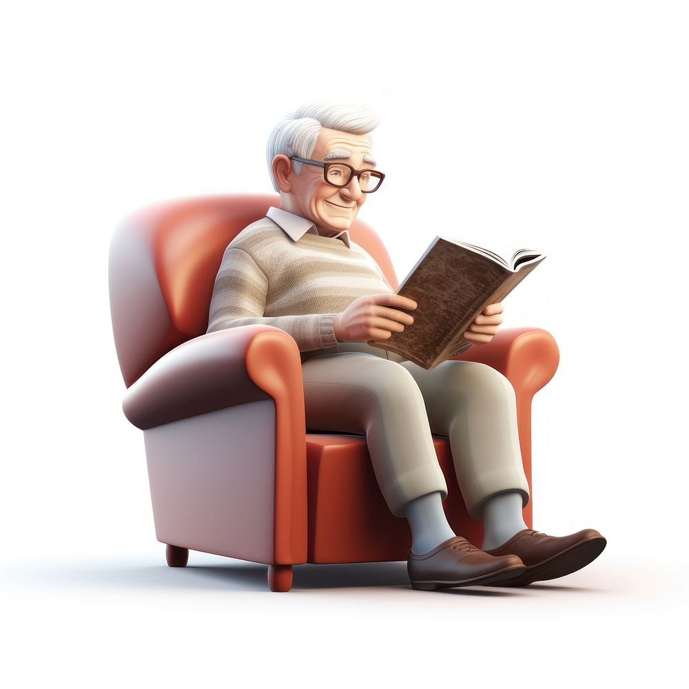 Reading furniture armchair glasses. AI generated Image by rawpixel.