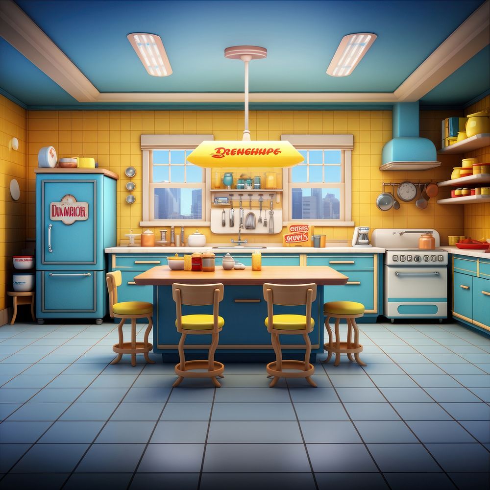 cartoon background kitchen