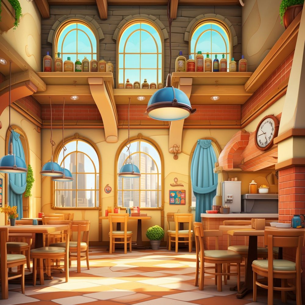 Restaurant architecture furniture building. 