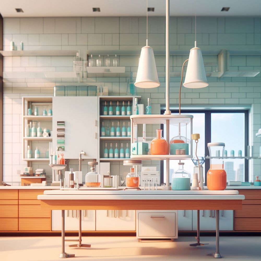 Kitchen bottle lab architecture. AI generated Image by rawpixel.
