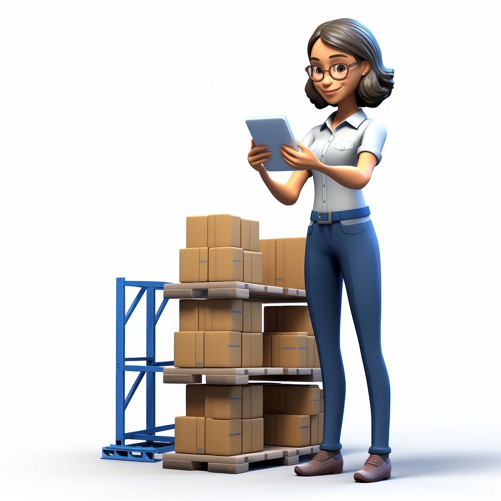 Cardboard warehouse looking female. AI generated Image by rawpixel.