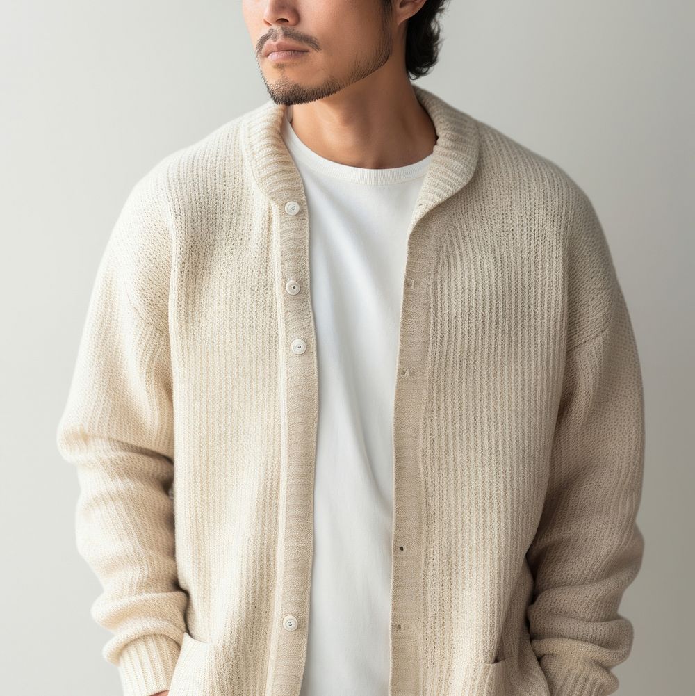 Sweater looking contemplation studio shot.