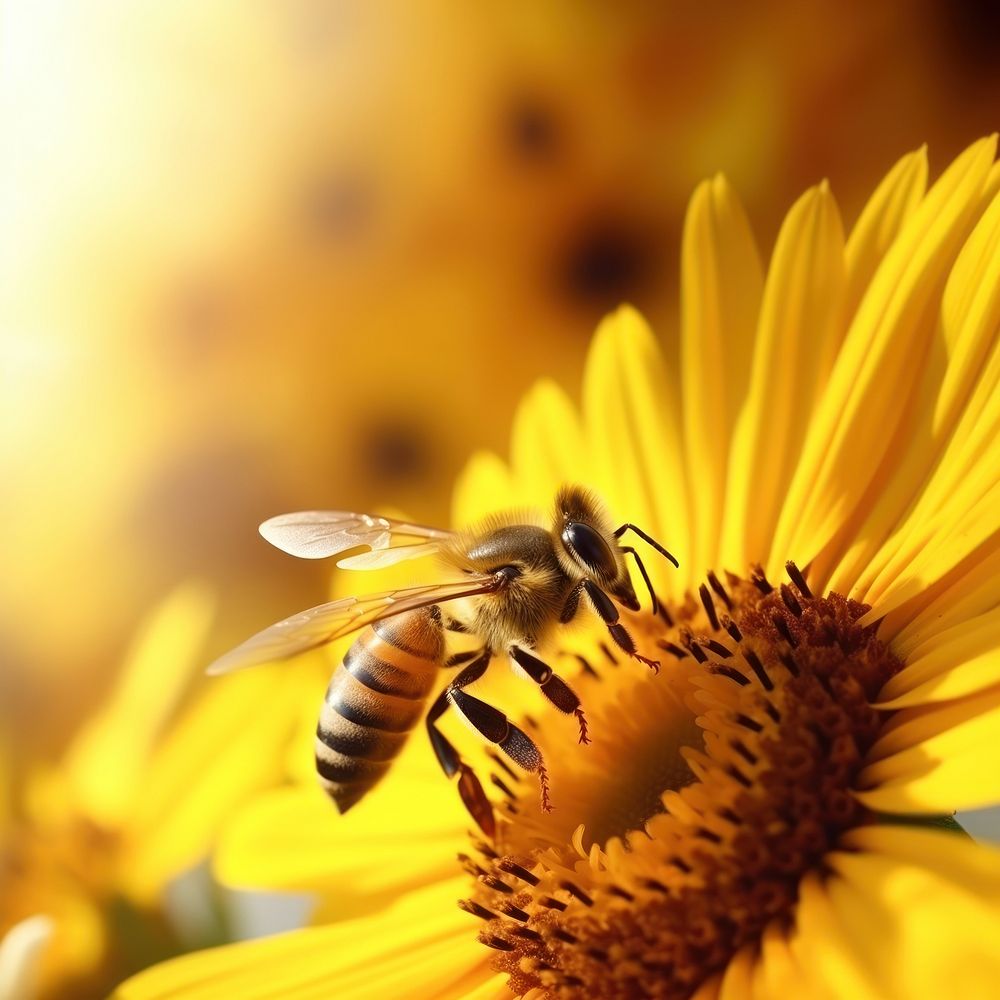 Sunflower bee animal insect. AI generated Image by rawpixel.