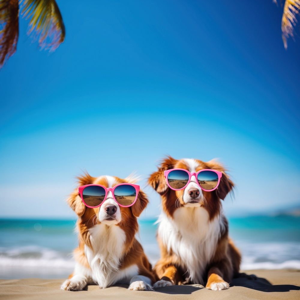 Sunglasses summer dog outdoors. AI generated Image by rawpixel.