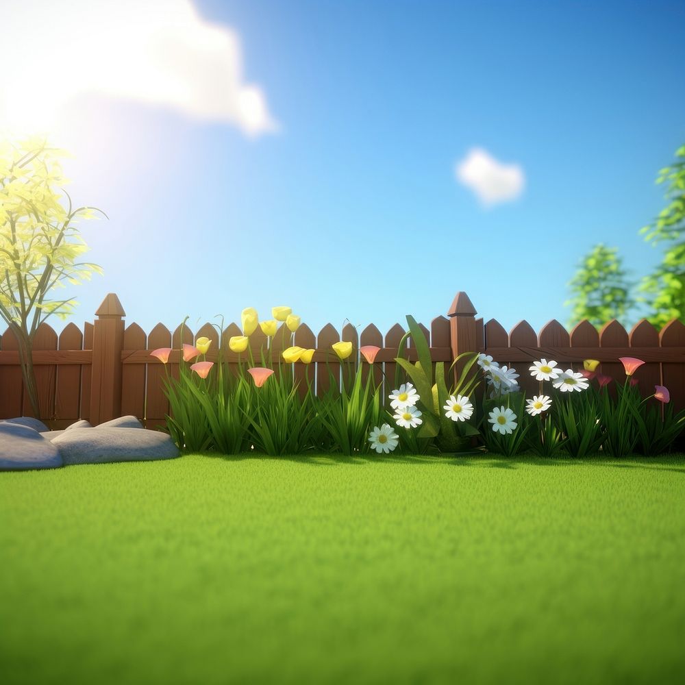 Grass landscape outdoors backyard. AI generated Image by rawpixel.