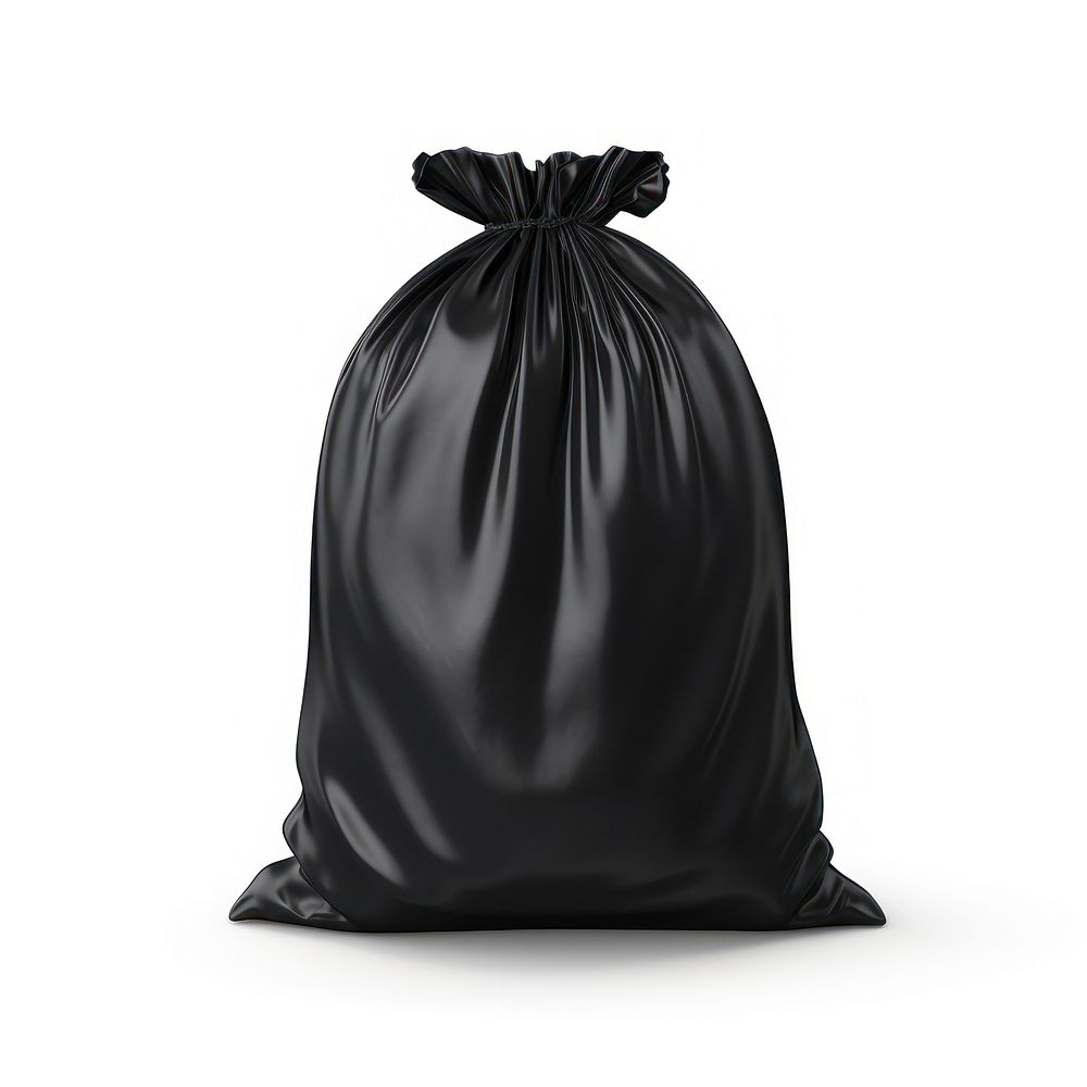 Bag black trash white background. AI generated Image by rawpixel.
