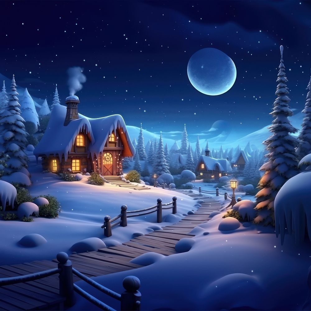 Landscape night house architecture.