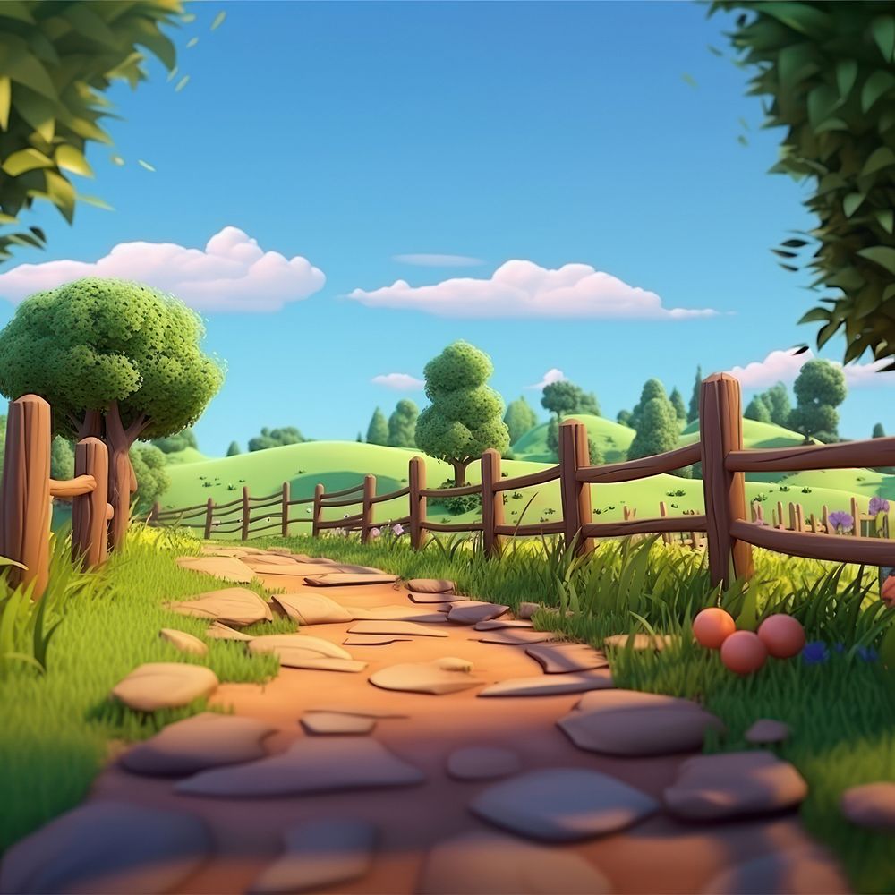 Fence landscape outdoors cartoon. AI generated Image by rawpixel.