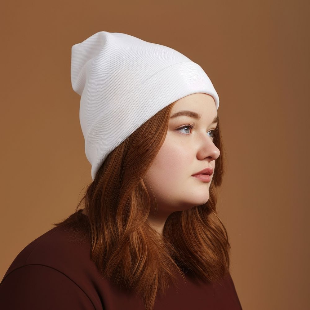 Beanie adult white woman.