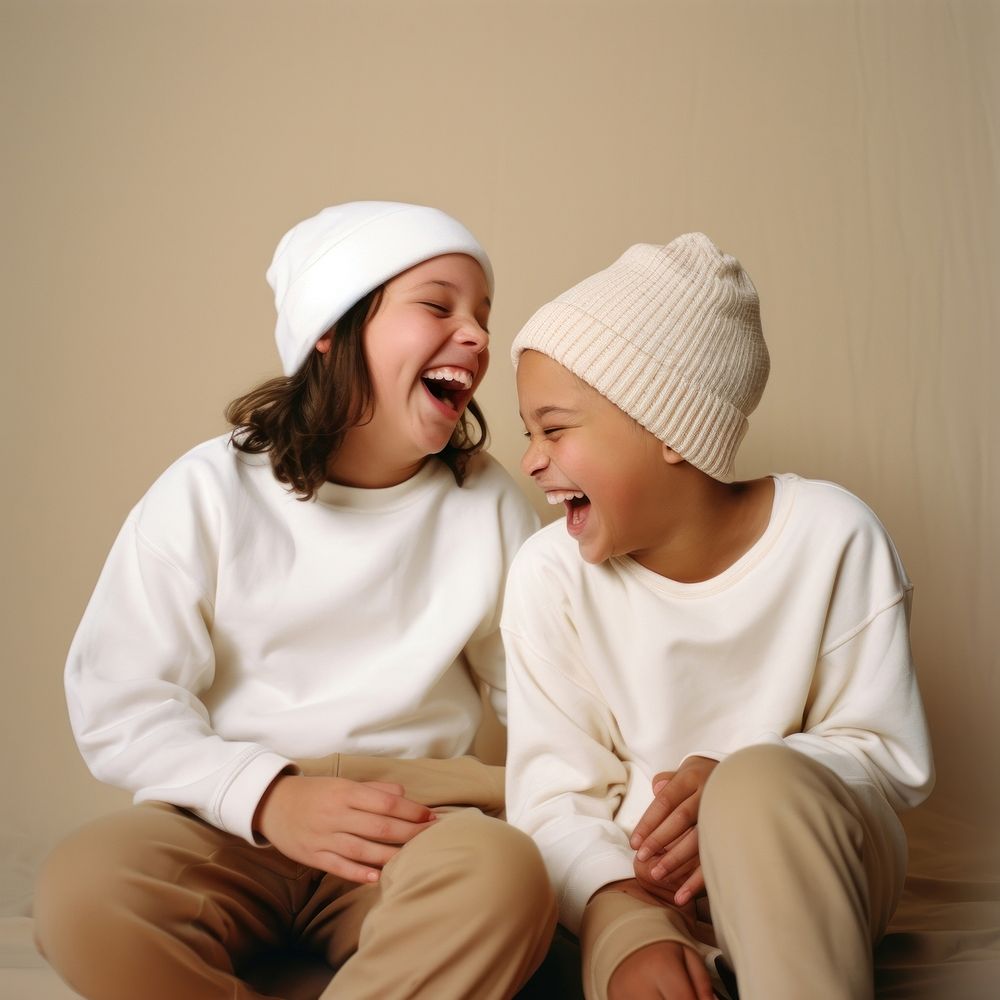 Laughing beanie adult white. 