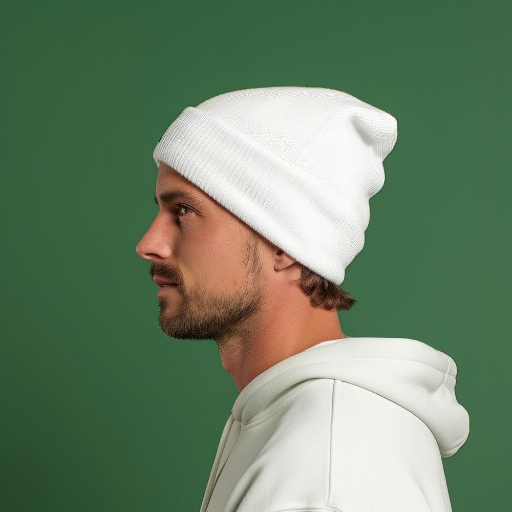 Beanie adult white hat. AI generated Image by rawpixel.