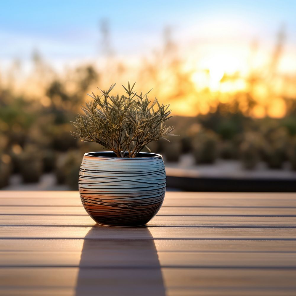 Plant table wood vase. AI generated Image by rawpixel.