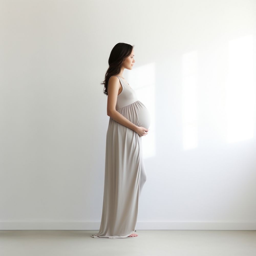 Pregnant standing fashion dress. 