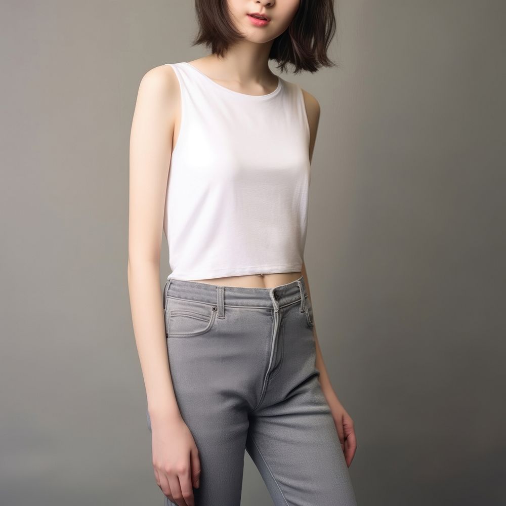 Blouse white gray undershirt. AI generated Image by rawpixel.