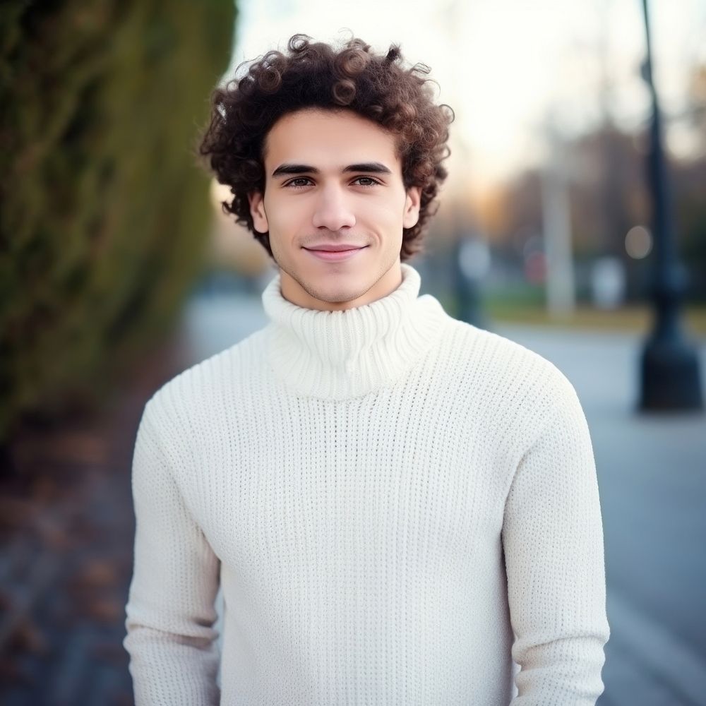 Sweater portrait outdoors smiling. AI generated Image by rawpixel.