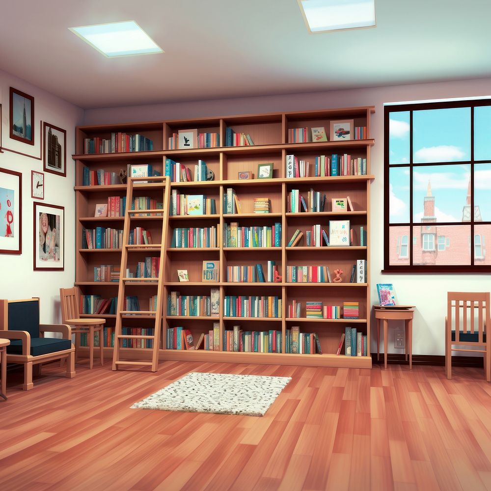 Publication furniture bookshelf bookcase. AI generated Image by rawpixel.