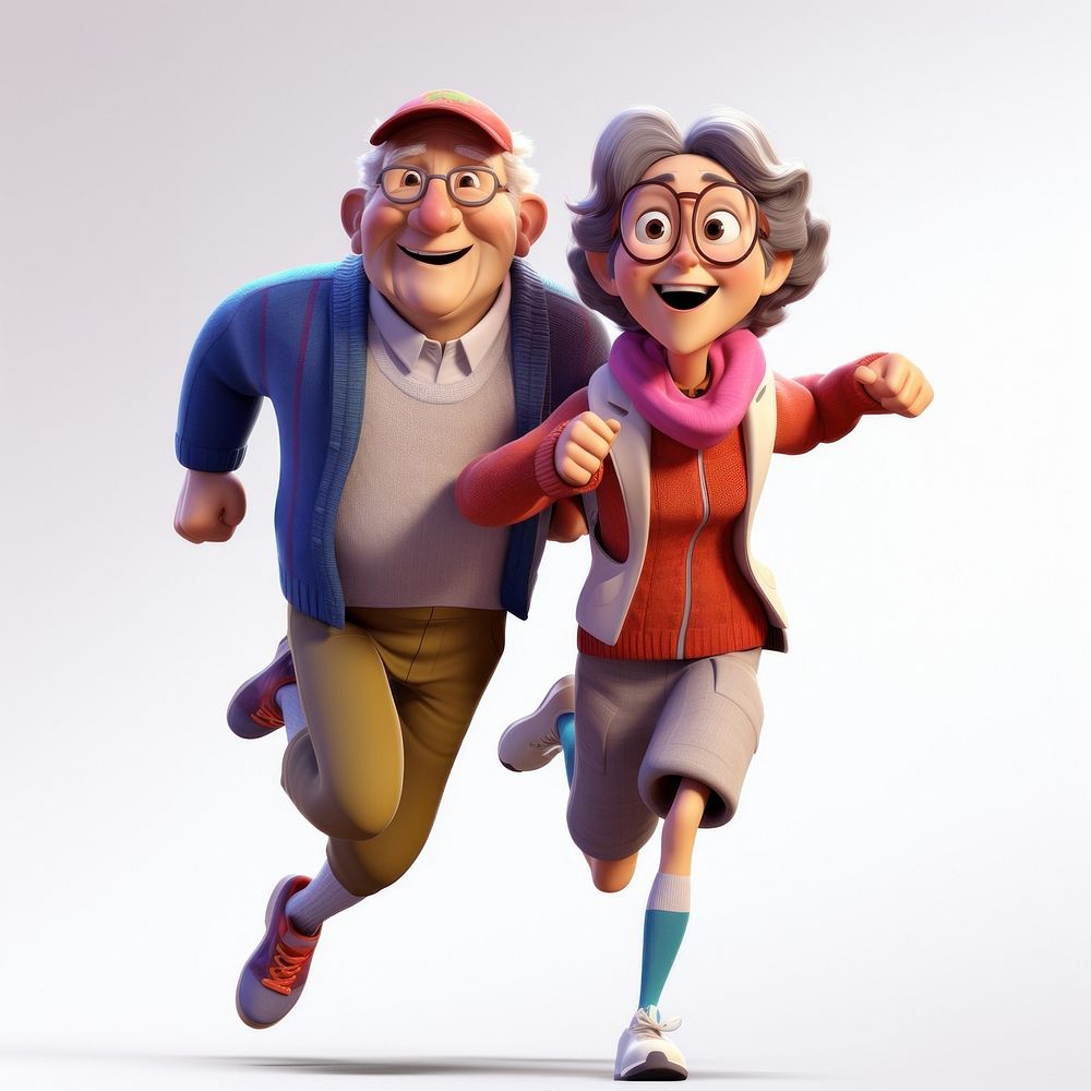 Running adult togetherness retirement. AI generated Image by rawpixel.