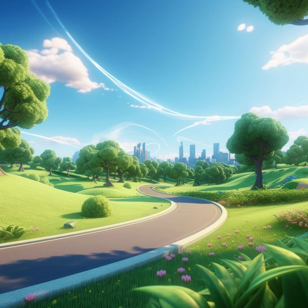 Public park road landscape outdoors. AI generated Image by rawpixel.