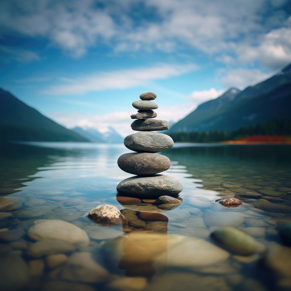 Outdoors balance nature pebble. AI generated Image by rawpixel.