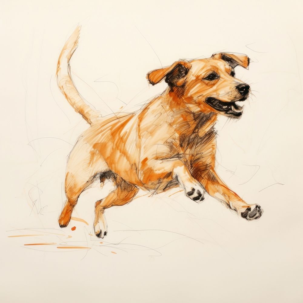 Drawing dog painting animal. AI generated Image by rawpixel.