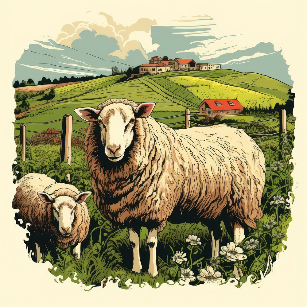 Outdoors sheep agriculture livestock. AI generated Image by rawpixel.