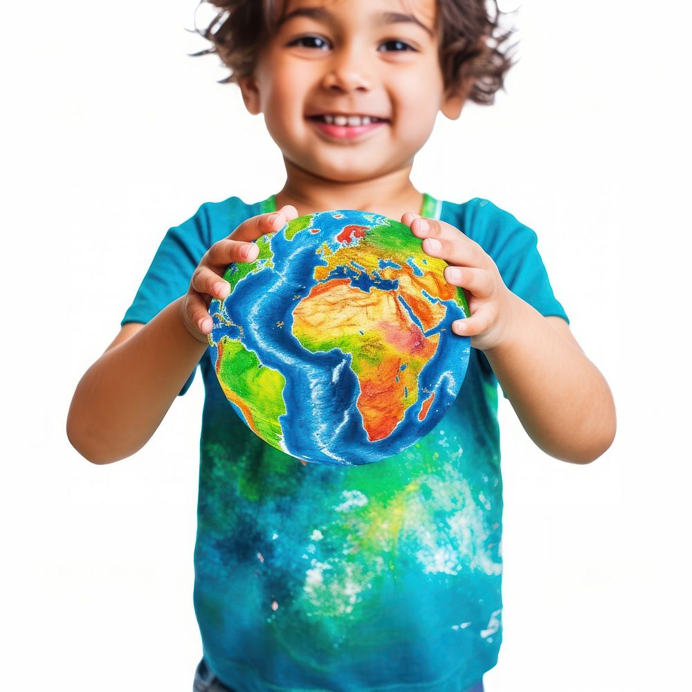 T-shirt holding planet globe. AI generated Image by rawpixel.