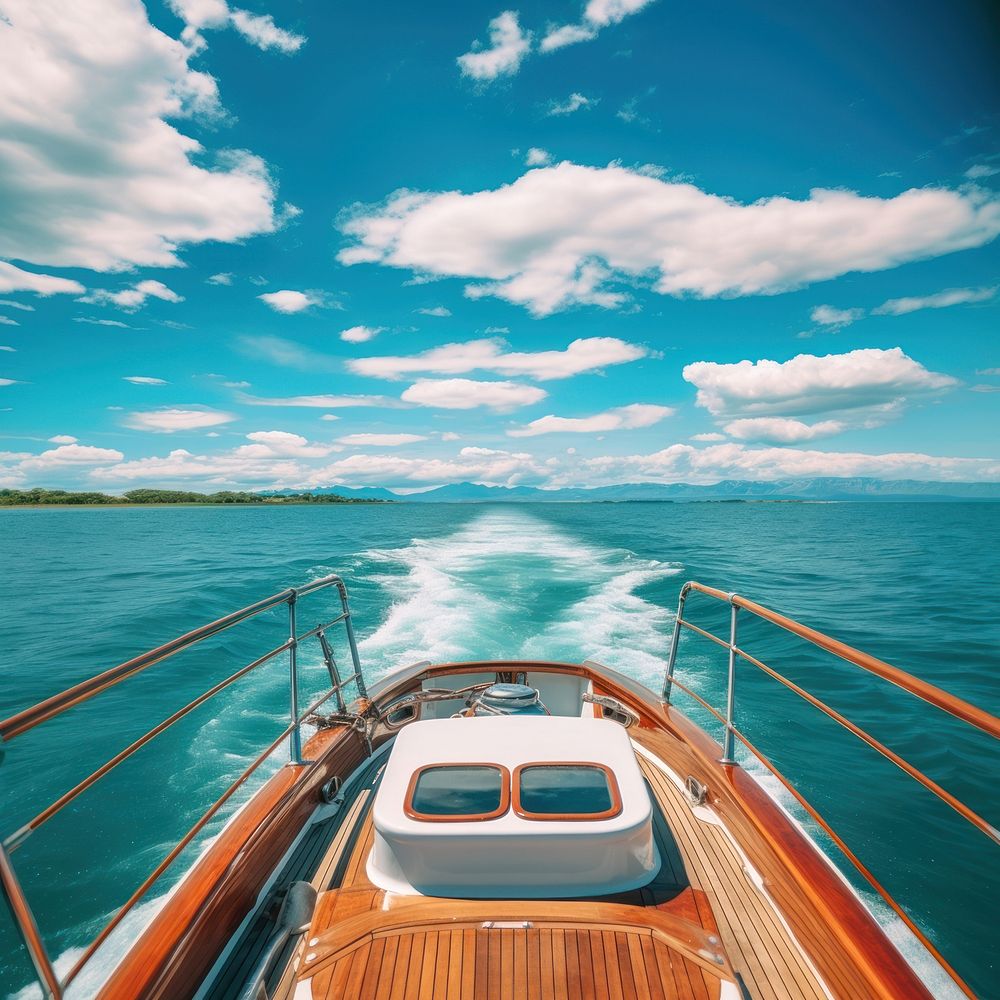 Boat sky outdoors horizon. AI generated Image by rawpixel.