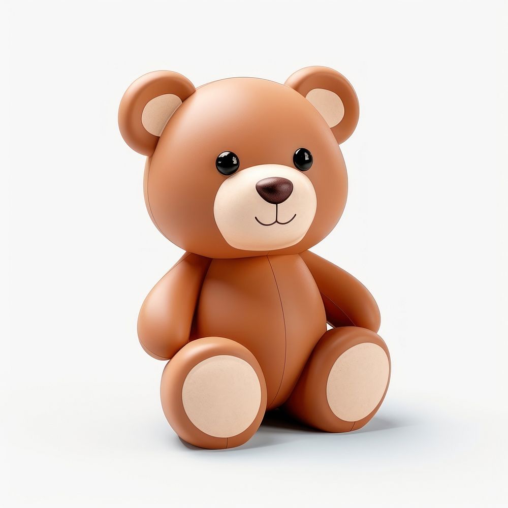 Cartoon bear toy white background. 