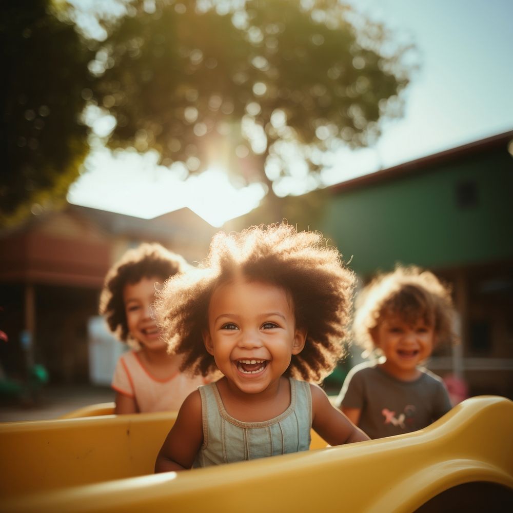 Playground laughing outdoors portrait. AI generated Image by rawpixel.