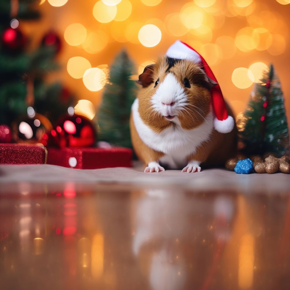 Guinea pig christmas hamster animal. AI generated Image by rawpixel.