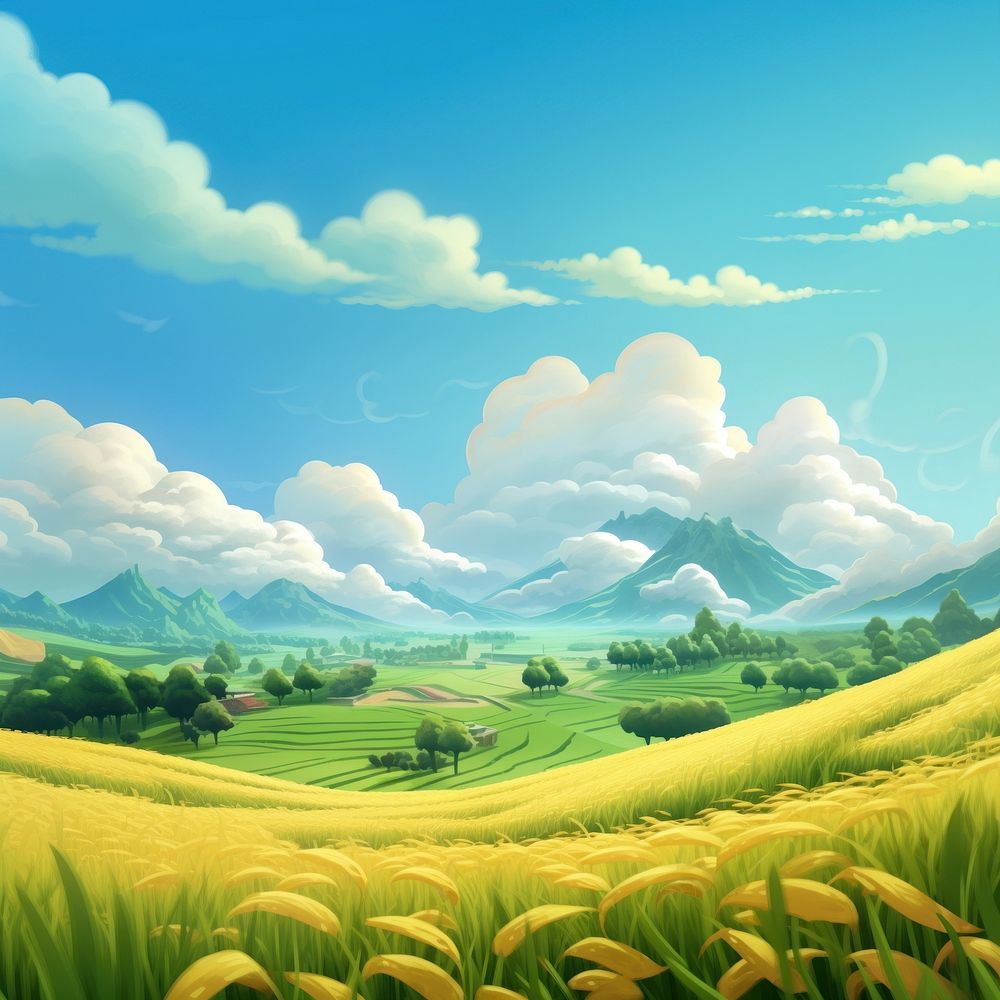 Field agriculture landscape grassland. AI generated Image by rawpixel.