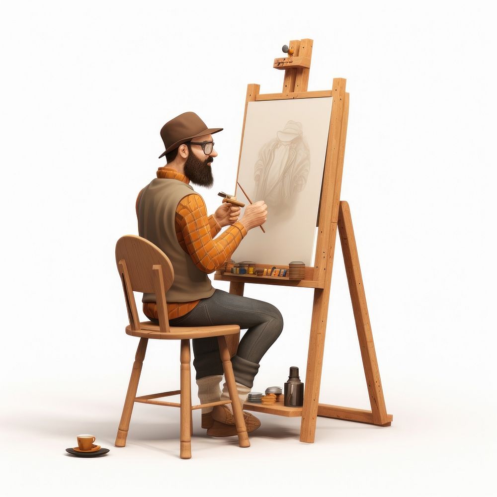 Sitting drawing canvas chair. AI generated Image by rawpixel.
